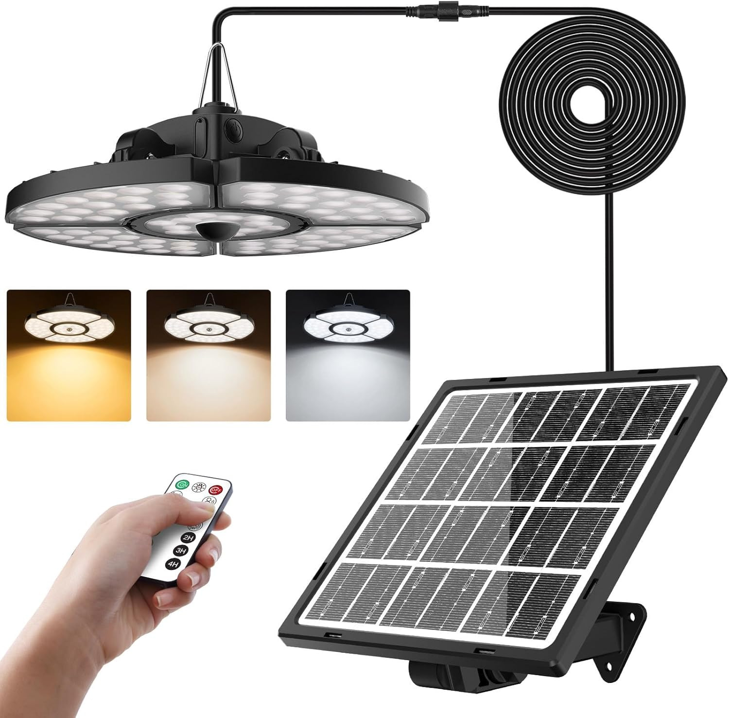 Lampada Solare Interno 2500LM 152 LED | Sensore Movimento IP65 Telecomando