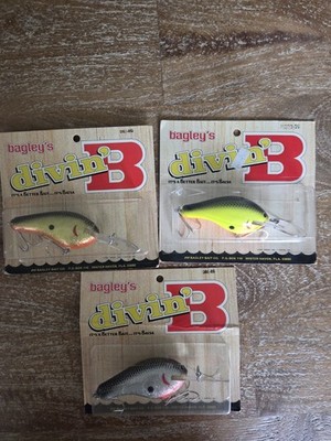 Vintage Bagley s Divin  B Balsa Crankbait Lot DB1-BG DB3-09 DB4-BS NOS