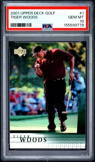 2001 Upper Deck Golf #1 TIGER WOODS Gem Mint PSA 10 view 1
