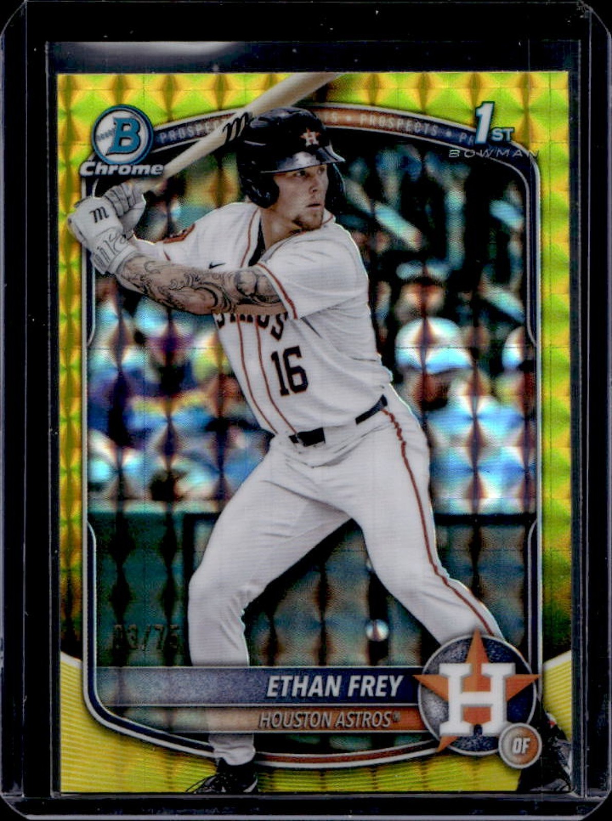 2025 Bowman Draft Ethan Frey Chrome Yellow Geometric Refractor 1st Prospect #/75