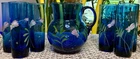 Fenton Depression Glass Hand Painted Pitcher and Glasses Set