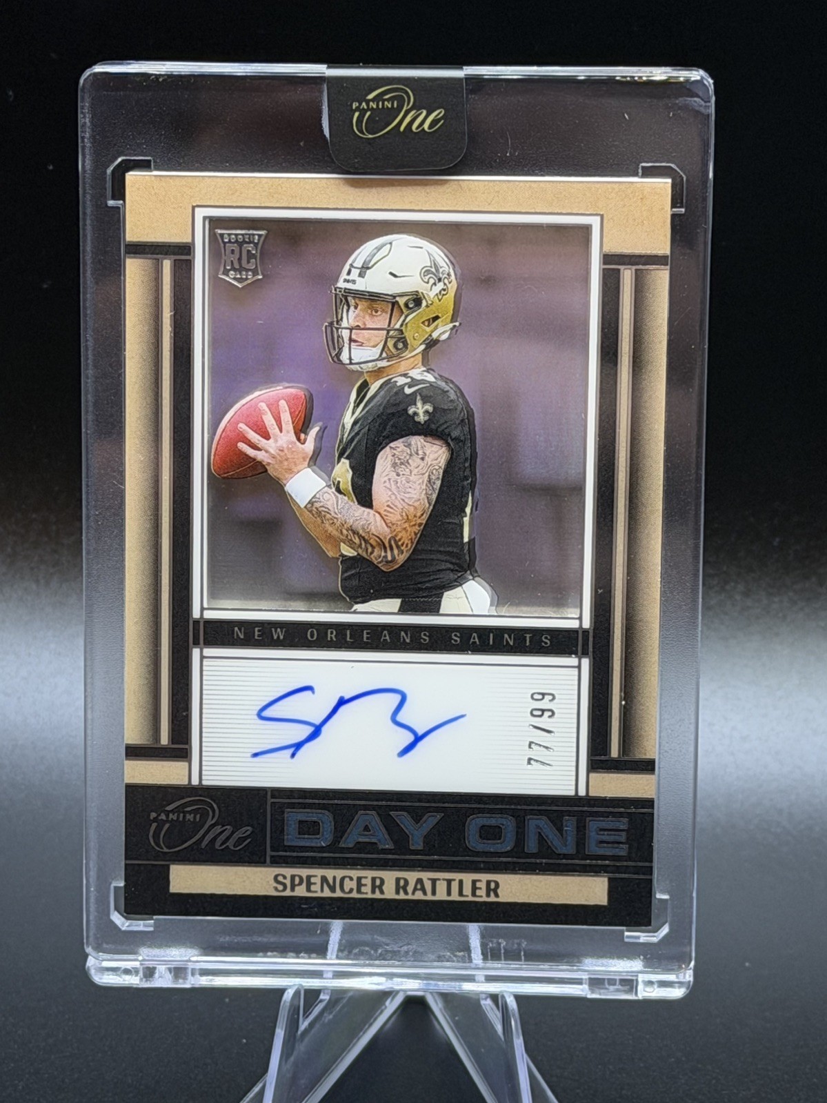 2024 Panini One Spencer Rattler Day One Rookie Auto /99 Saints RC