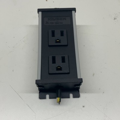 Kaiser 1128 Dual Outlet Power Module 125V 15A Silver & Black Desk Power Strip