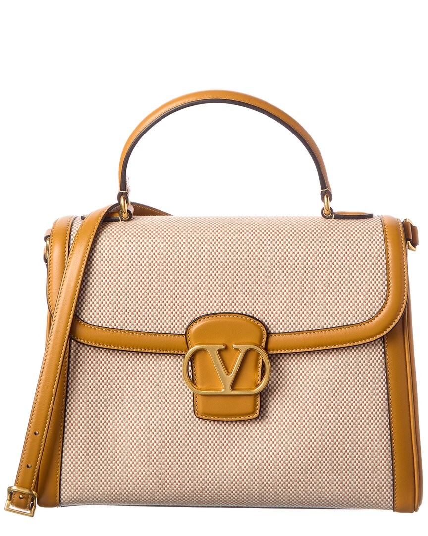 Valentino Vlogo Signature Canvas - Leather Satchel Womens Brown 463690₽