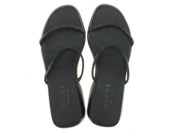 GUCCI Sandals Rhinestone Black Ladies Brand High Brand Vintage thumbnail 2