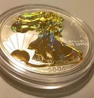 2005 ASE Rare HOLOGRAPHIC Golden Liberty Gem BU  .999 Silver