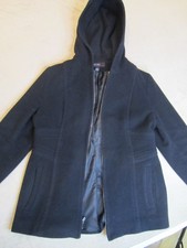 Womens Jason Kole Black Hooded Coat Size Medium Wool Blend Lined Zip Up