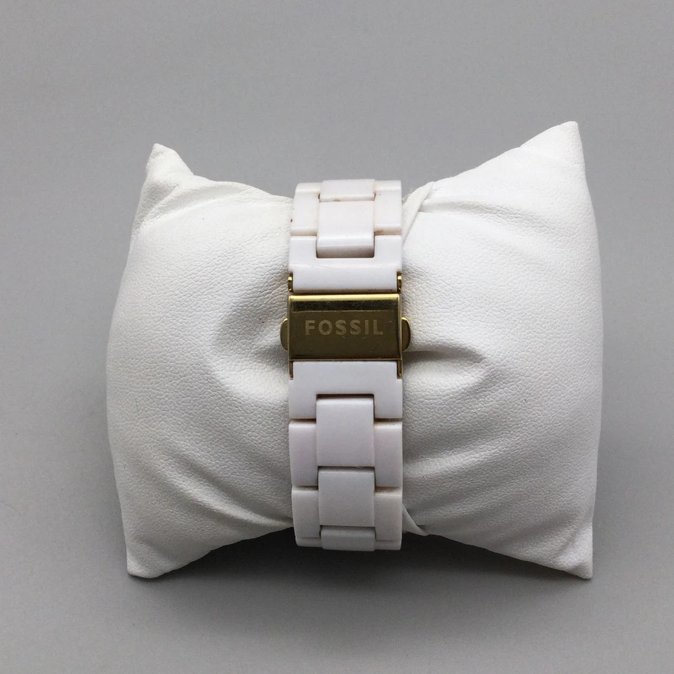 Reloj Fossil Mujer 28mm Bisel Tono Oro Blanco ES-2542 Batería Nueva 6" Foto 3 de 4