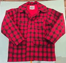 Vintage Woolrich 70s Mackinaw Buffalo Plaid Hunting Wool 523 Jacket Size 44