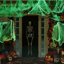 Halloween Glow in The Dark Spider Web Fake Cobweb Creepy Indoor Outdoor Decor