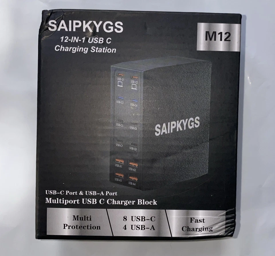 Leather Texture 600W USB C Charger Block, 12 Port Fast USB C Charging Station - Image 2 of 4