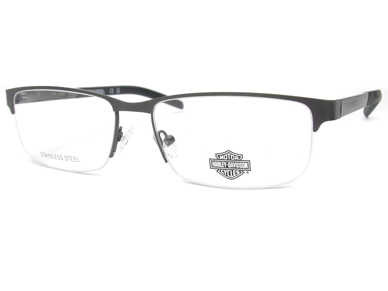 Harley Davidson Glasses Frame Semi Rimless Satin Gunmetal Black 58mm HD00015 009