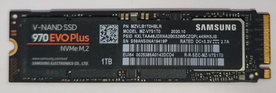 Samsung 2280mm 970 EVO Plus 1TB M.2 NVMe Gen 3.0 x 4 SSD MZVLB1T0HBLR - 100%