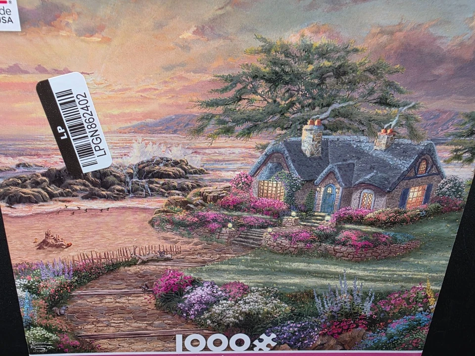 Rompecabezas Thomas Kinkade Studios Seaside Cottage 1000 piezas con poste adicional Foto 2 de 4