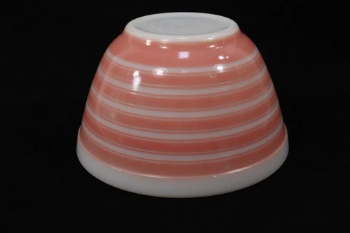Vintage Pyrex 401 Pink Stripe Mixing Bowl 1-1/2 Pint White Glass Rainbow Nesting