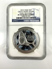 Niue 2012 Colorized Silver $2 Great White Shark PF-70 UC NGC Early Release