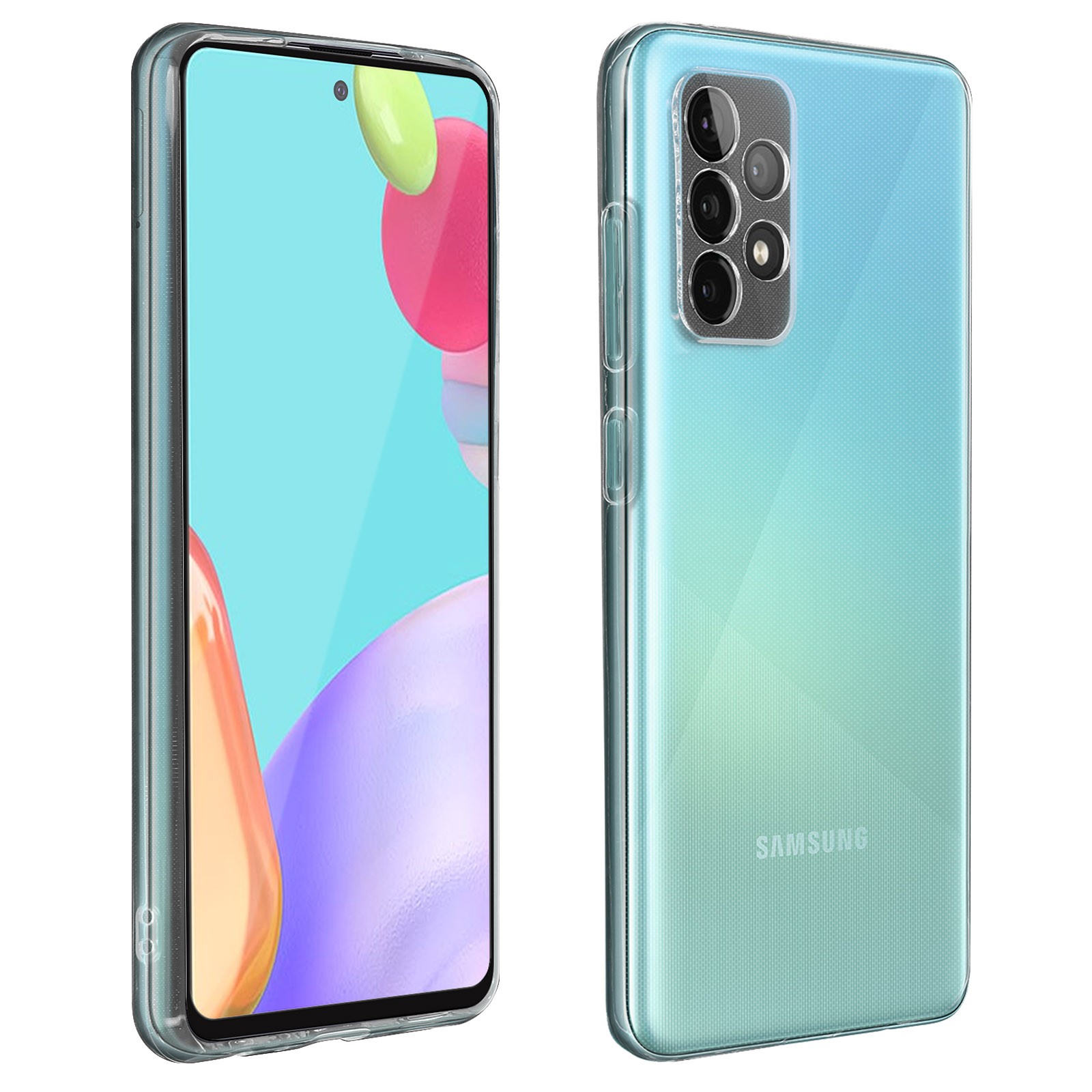 Coque Samsung A52 et A52s en silicone souple transparent avec verre trempé 9H