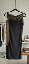 BALENCIAGA Asymmetric Draped Silk Cocktail Dress Black Olive Size S