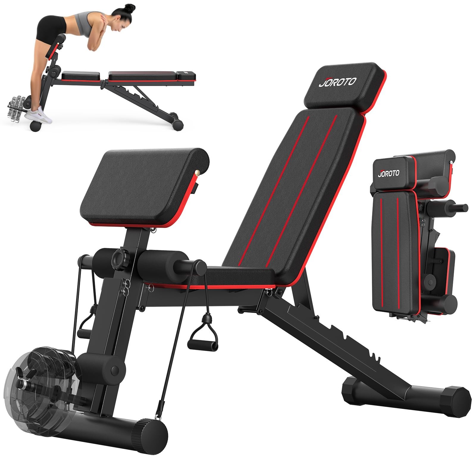 Adjustable Weight Bench Foldable Workout Bench with Leg Extension and Preache...