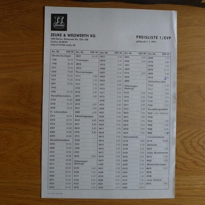 Preisliste TT 1971  sehr selten