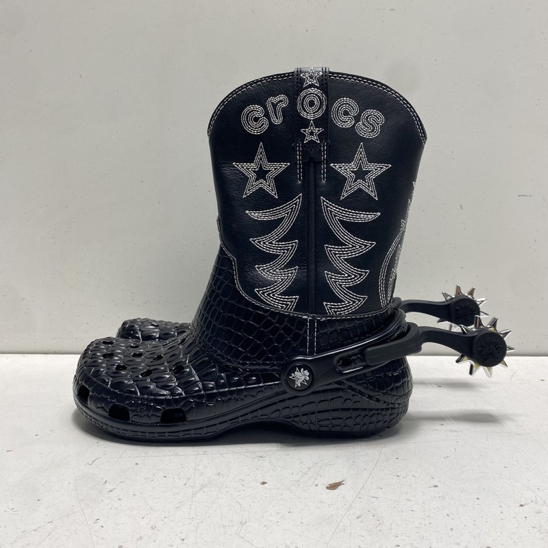 Crocs Classic Cowboy Boot Black Western Boots Men's 4 Women's 6