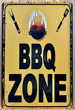 BBQ Zone Metal Wall Sign 12" x 8"