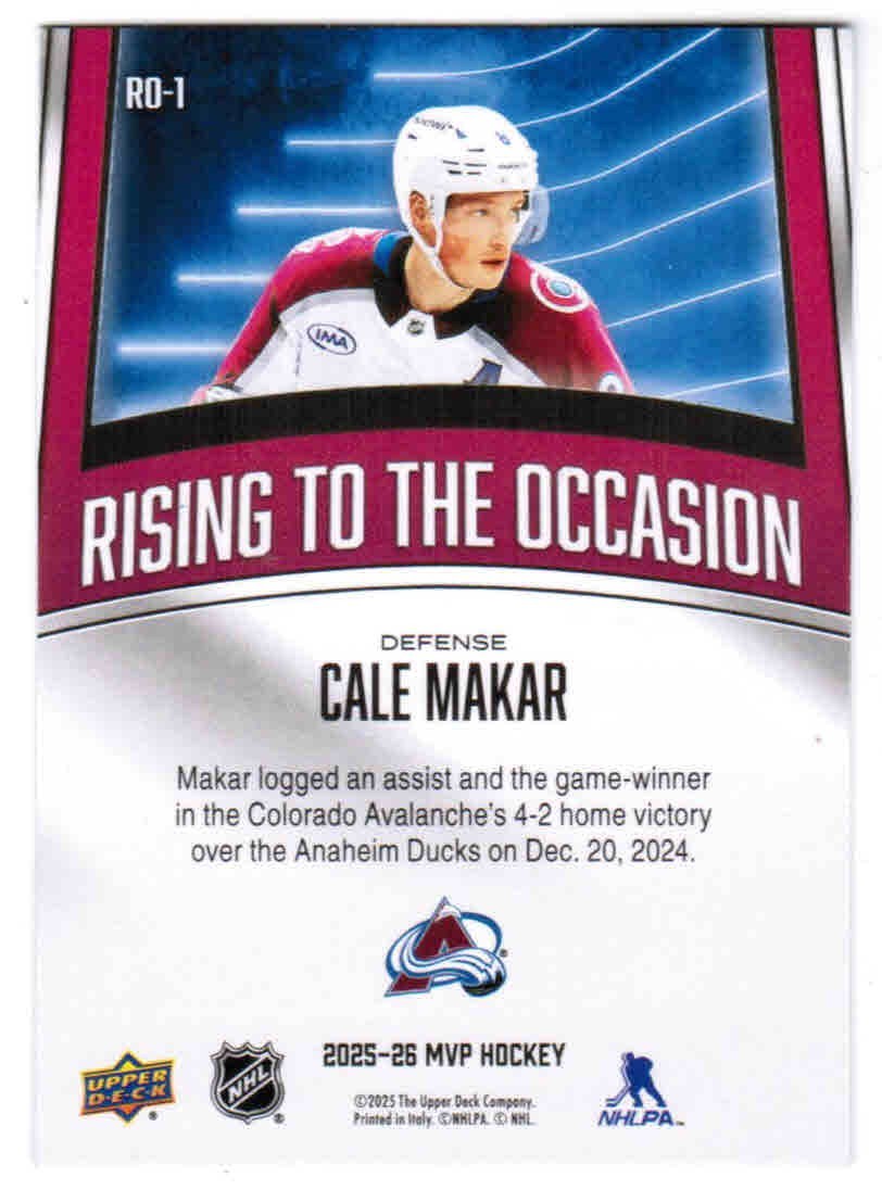 25/26 2025 UPPER DECK MVP HOCKEY RISING TO THE OCCASION