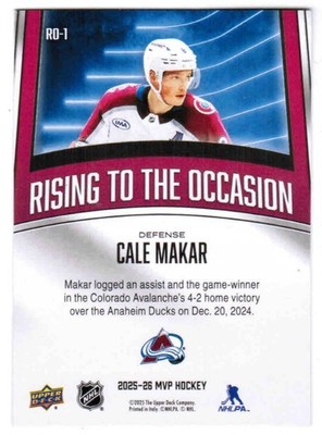 25/26 2025 UPPER DECK MVP HOCKEY RISING TO THE OCCASION CARDS RO