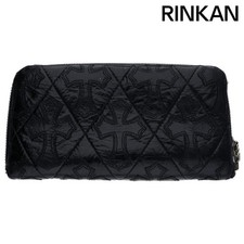 Chrome Hearts Rec F Zip quilted Semi-metallic Cross Patent Leather Wallet Used a