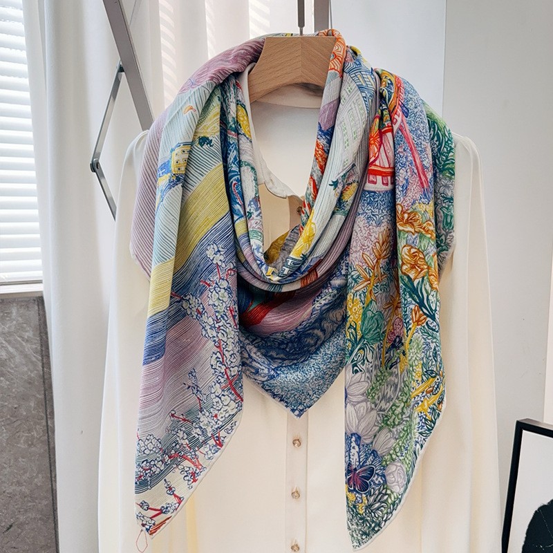 New High Luxury! 30% Silk & 70% Wool Double Sided Color Wrap Scarf Shawl 53