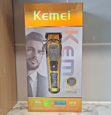 Kemei KM-1806 Cordless Hair Clipper, LCD Display, USB Rechargeable, Gold