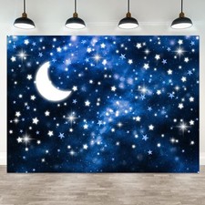 5x3ft Starry Night Backdrop Galaxy Night Sky Photography Background Moon Starlig