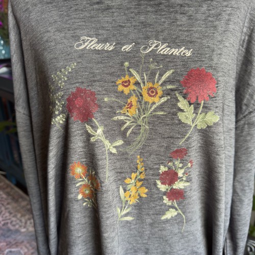 Angels Fleurs Et Plants Gray Long Sleeve Tunic, Top XL Lightweight - Picture 6 of 7