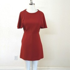 Zara Crochet Flounce Sleeve Cut Out Back Romper Brick Red S preppy summer