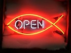 20"x10" Open Fish Acrylic Neon Sign Light Lamp Visual Display Hanging Decor Ql