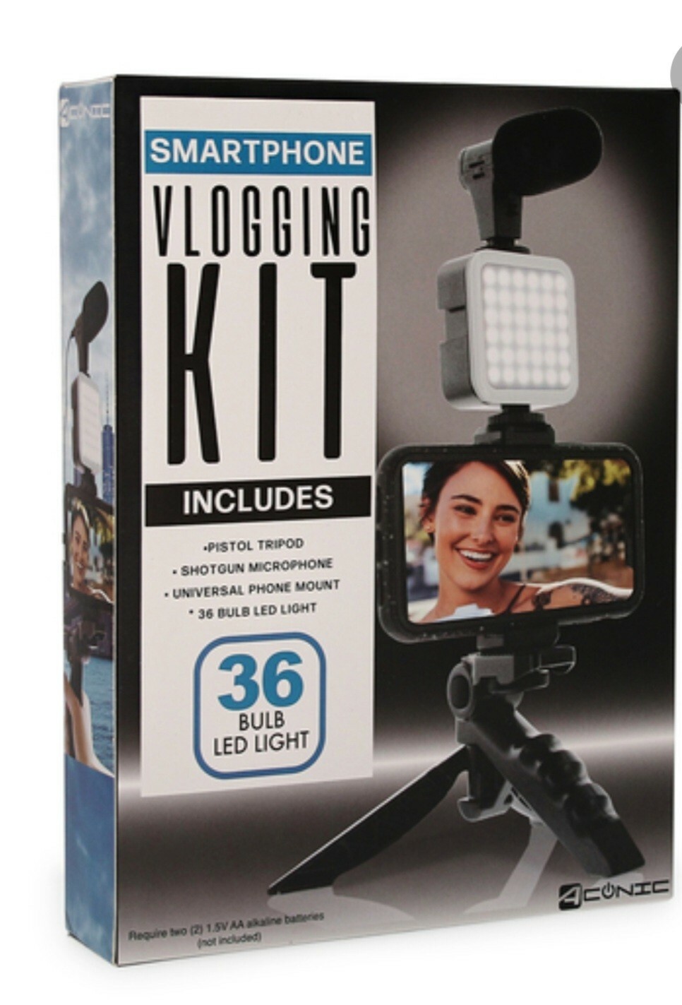 Smartphone Vlogging Kit. New! 36 BULB LED LIGHT UNIVERSAL PHONE MOUNT-image