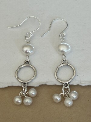 Freshwater Pearl Cluster Ring Sterling Silver Earrings Sundance Treasures