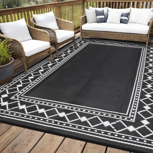 Outdoor Rug 9x12 Plastic Straw Reversible Large Floor Carpet for Camping Picnic - Picture 43 of 51