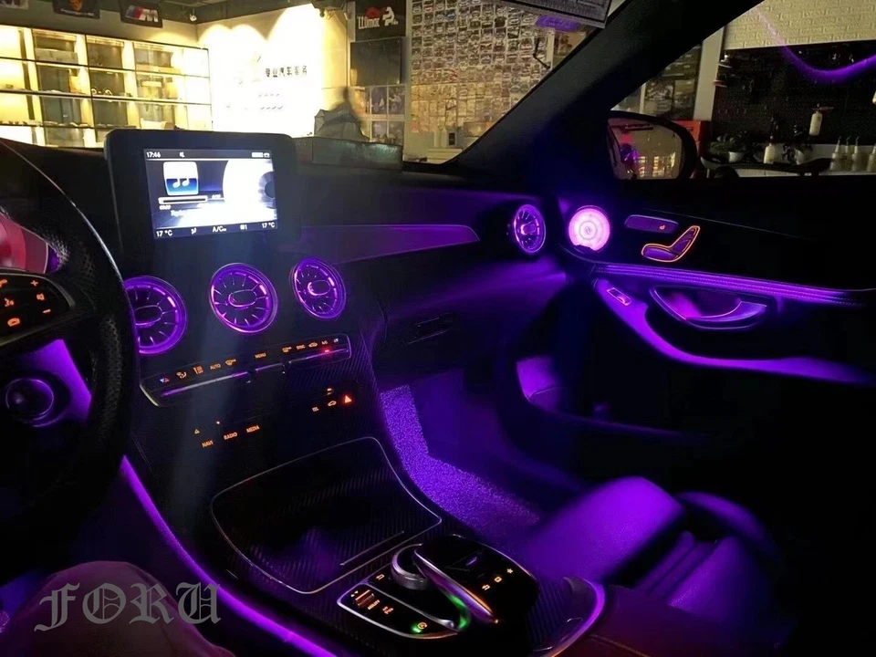 Se adapta a Mercedes Benz W205 Clase C interior moldura atmósfera luz ambiente 2015+ Foto 4 de 4