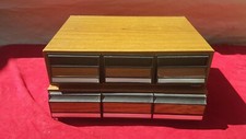 L K cassette tape storage box set of 2 2drawer container slots stackable wood