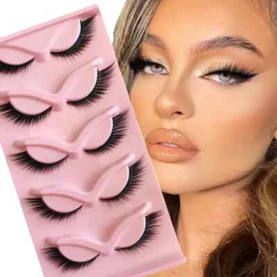 5 Paar Multifunktions Super Dichte und Flauschige Luxuriöse Cat Eye Falsche Wimpern 