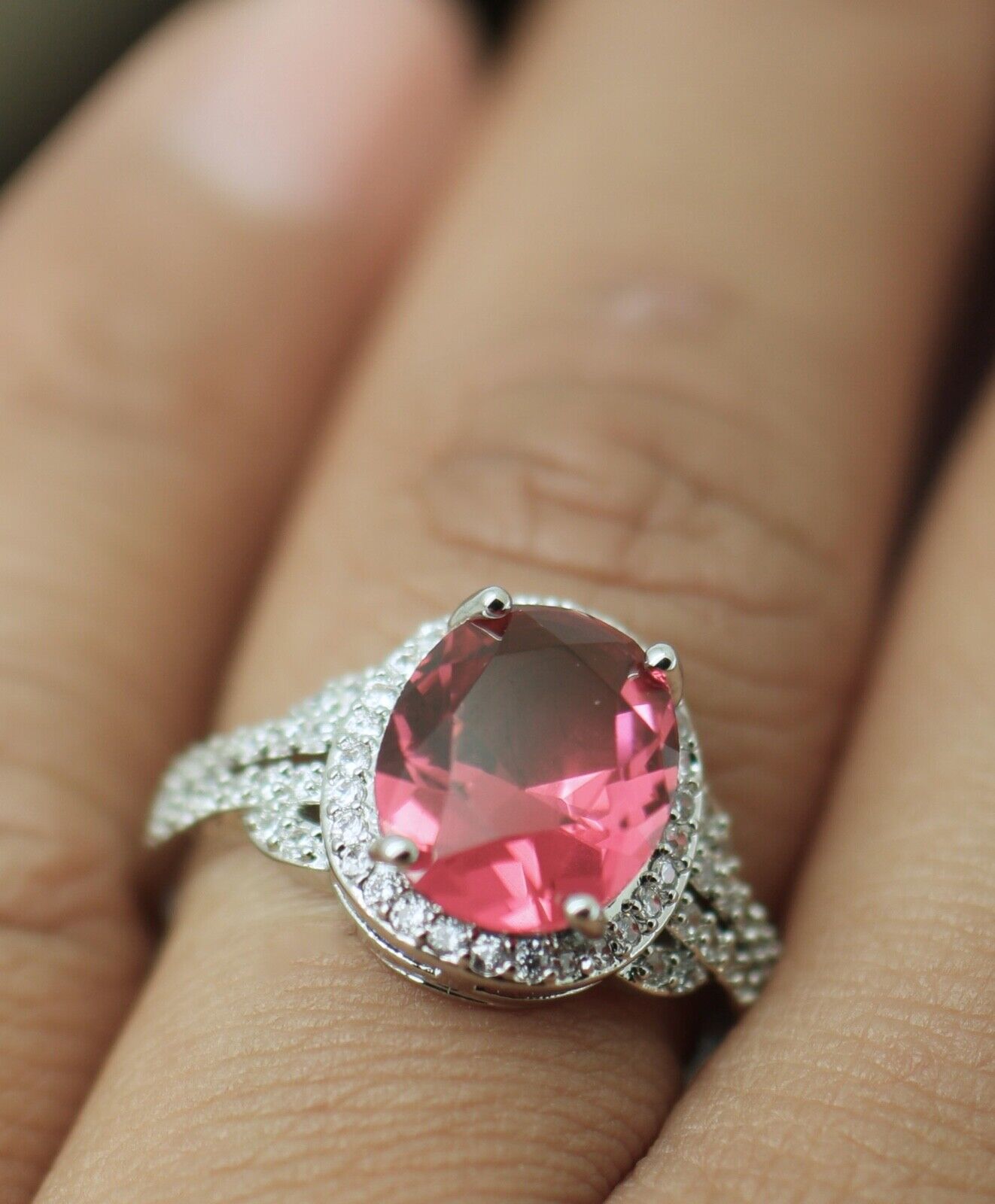 Estate Vintage Jewellery Ring Pink White Sapphire… - image 2