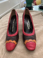 Vintage 1970 s Herbert Levine Multicolor Snakeskin Leather Heels 2.75 . SZ 7 N