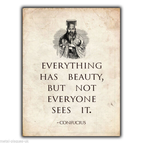 CONFUCIUS EVERYTHING HAS BEAUTY QUOTE SAYING SIGN METAL WALL PLAQUE poster print - Picture 1 of 1