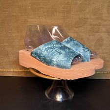 Vintage 1997 BAYWATCH GEAR Sandals Slides Slip On Blue Floral Women s 8