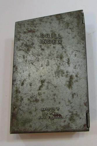 Vintage 1950's Empty Huot Drill Index Old Steel Bit Box St Paul MN FREE S/H