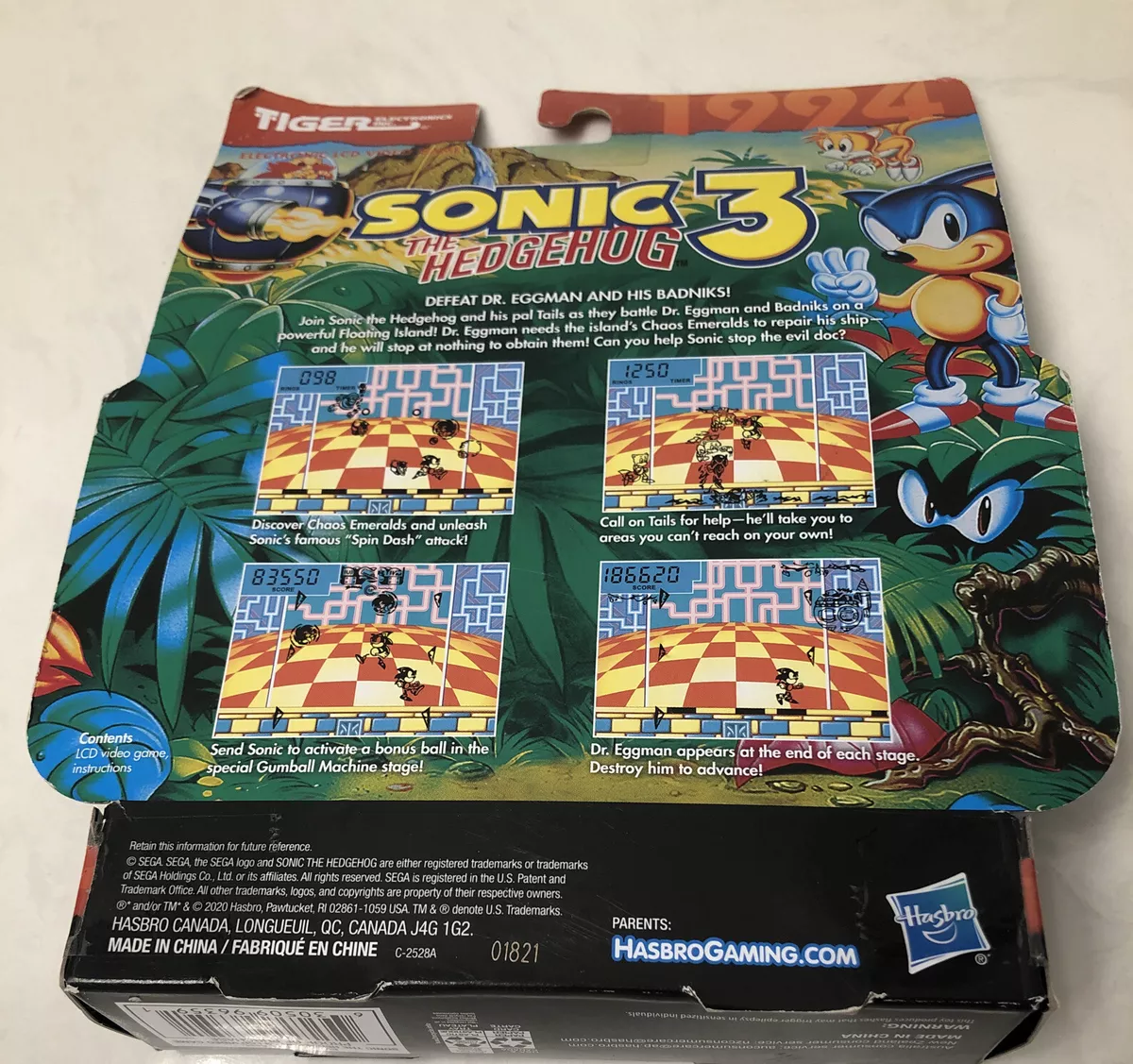 Mini Game Sonic The Hedgehog 3 Tiger Eletronics Retro Hasbro