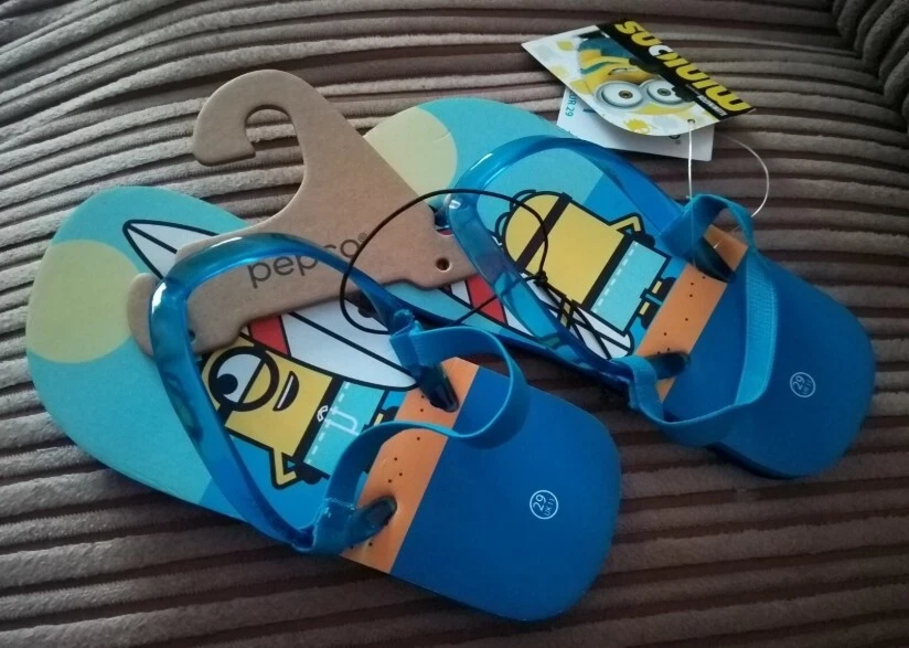 *NUEVO* CHANCLAS MINIONS 2 COLORES SUELA NIÑOS CON CORREA PARA EL TALÓN - TALLA 11 REINO UNIDO Foto 4 de 4