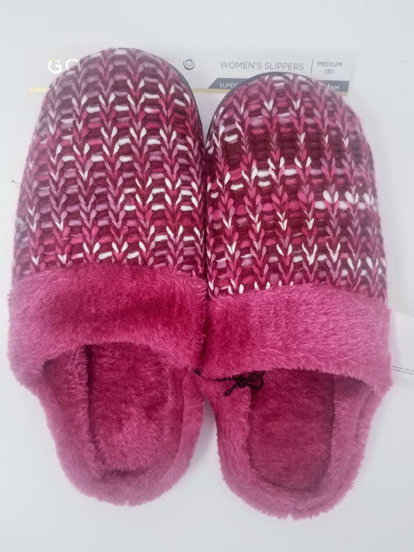 PANTOFOLA D’ORO Pantofole con zoccoli Gold da donna grossa maglia rosa caldo o grigio M (8)