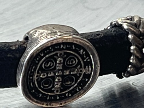Leather Cross Bracelet Masculine Men Christian made in Italy - Picture 9 of 9